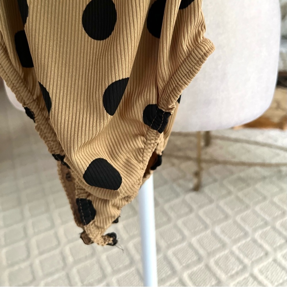 Nasty Gal Bodysuit Tan Polka Dot Ribbed Knit Sleeveless 2 - Picture 7 of 12